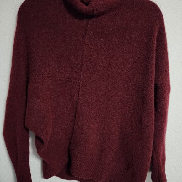 All Saints Women's Roll Lock Cozy Wool Maroon Sweater Small - Picture 2 of 7